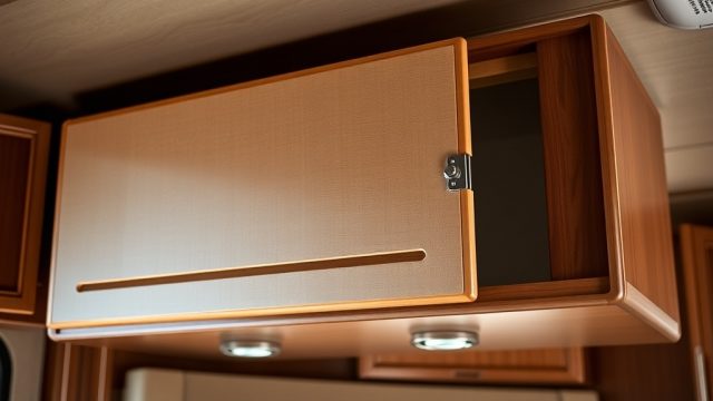 LaSalle Bristol Overhead Cabinet Latch Upgrade for Secure Travel
