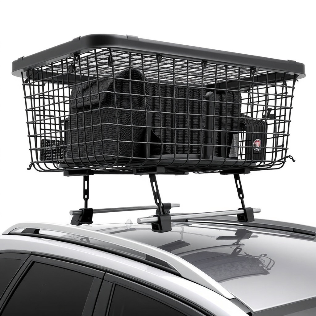 <clean photorealistic photo/illustration of a heavy-duty metal mesh cargo net installed on